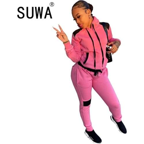 Tracksuit Female 2020 Hoodie Solid Short Tops And Long Pants Loose Two Piece Set Women Fashion Sport Sets Womens Clothes