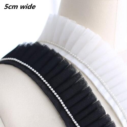 Trendy Bead Ribbon Trim Organ Pleated Lace Fabric DIY Multi-purpose Clothing Skirt Wedding Dress Home Textile Sewing Accessories