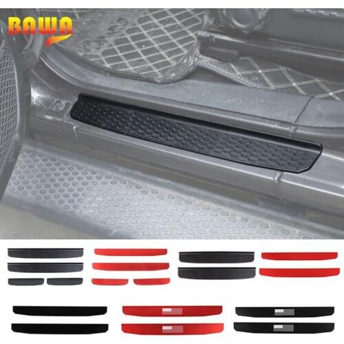 BAWA Car Door Threshold Sill Protector Plate Door Sill Guards Entry Scuff Plate Cover for Jeep Wrangler JL JT 2018