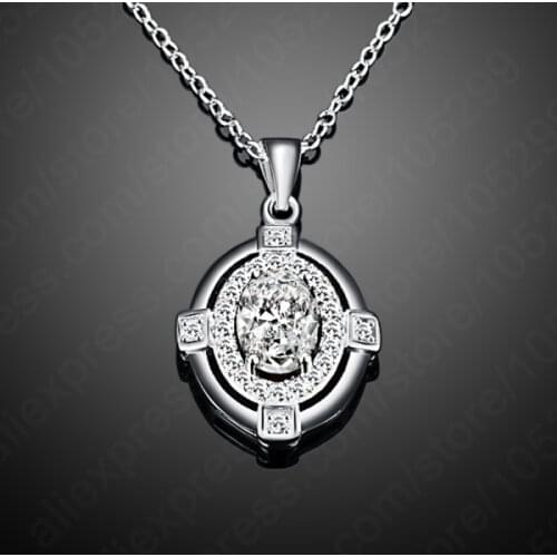 5 Colors New Fashion Charms Women Jewelry Crystal Necklaces Rhinestone Gem CZ 925 Sterling Silver Chain Necklaces&Pendants