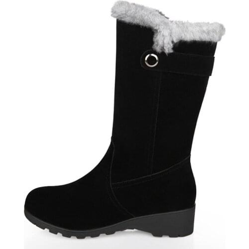 2018 Winter New Snow Boots Female Fur One With Middle Boots And Velvet Thick Cotton Shoes