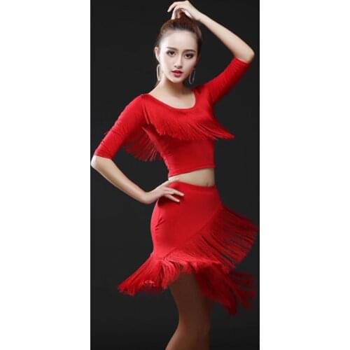 Latin Dance Costume Female Adult New Practice Clothes Performance Dance Dress BF020 WOMEN Milk Fiber Long Sleeve Womens
