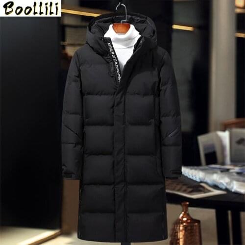 2020 Winter Down Jacket Men Thicken Warm Hooded Black Fashion X-Long Section White Duck Down Parker Coat Brand Mens Clothes