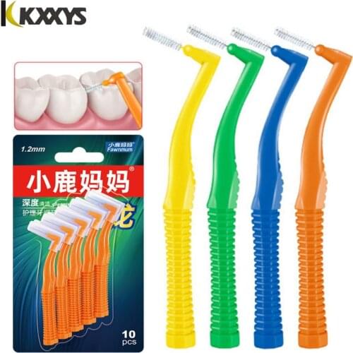 10Pcs Angle Interdental Brushes L Shaped Dental Floss Interdental Cleaner Orthodontic Teeth Brush Toothpick Floss Oral Care Tool