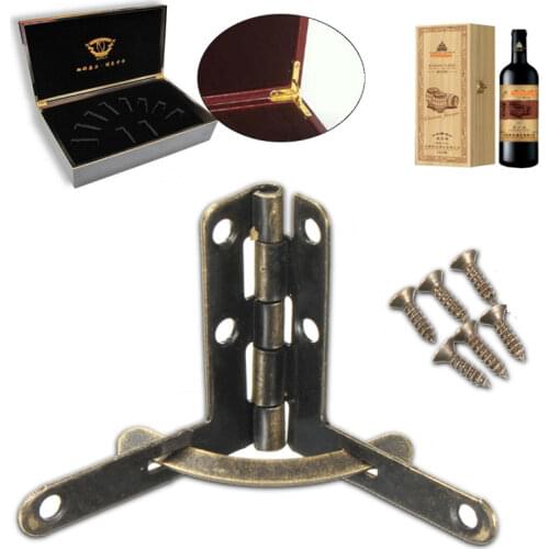 10pcs Box Brass Antique Hinge For Kitchen Cabinet Doors Hinges Drawer Jewelry Wine Wood Furniture Accessories