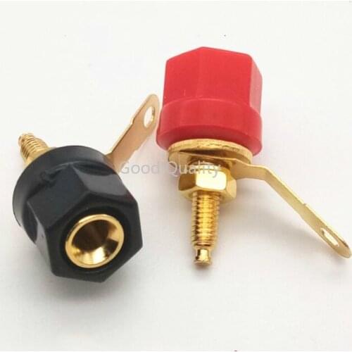 10pcs Gold Plated Six Point Connector 4mm Banana Plug Socket Power Amplifier Sound Speaker Terminal Connector Terminal