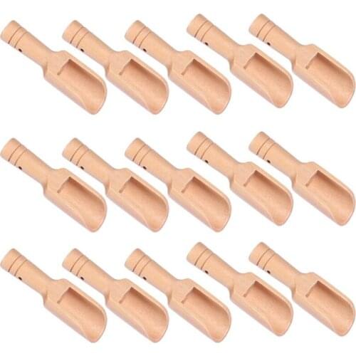 15Pcs Small Wooden Salt Spoon Solid Wood Condiments Spoon Handmade Honey Teaspoon Seasoning Sugar Coffee Tea Jam