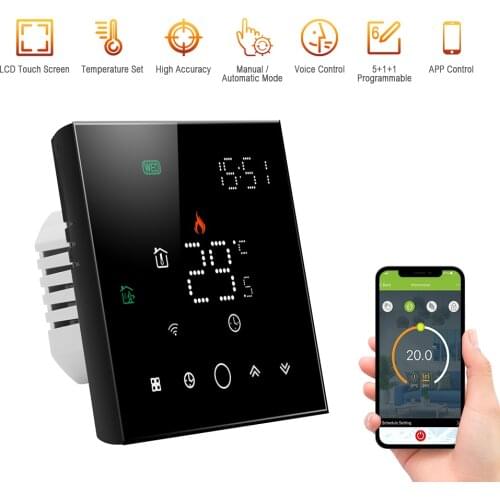 95-240V Programmable Thermostat 5+1+1 Six Periods Digital Water Heating Thermoregulator Temperature Controller Touch Screen LCD