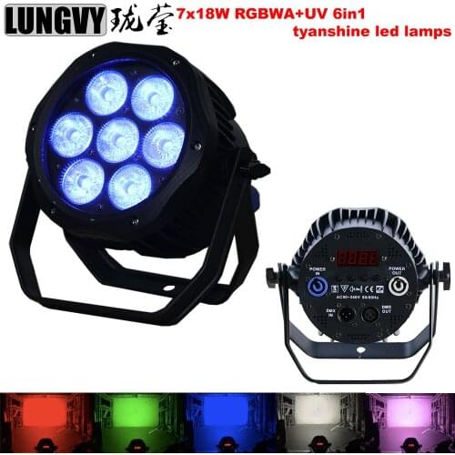Free Shipping Indoor Led Par Cans 7x18W RGBWA+UV 6in1 With Tyanshine Lamps LED Par Light Professional Stage DJ Disco Lighting