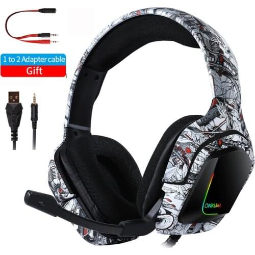 Casik Durable Game Stereo Player Headset for PS5 Ps4 ONIKUMA K20 Gaming Headset with Microphone LED Suitable for XBox One PC ps3