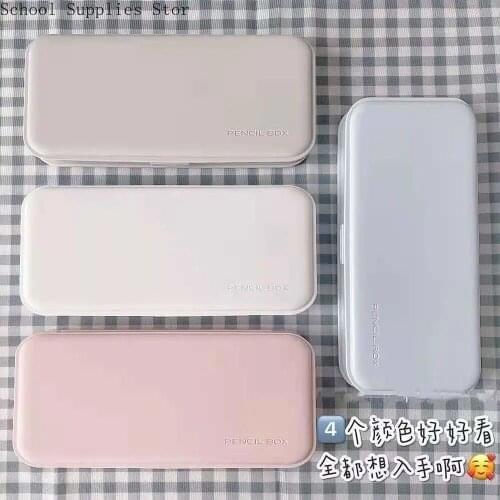 Pen Case Cream-colored Pencil Case Student Cute Girl Heart High-value Multi-frame Stationery Box Hard Pencil Case