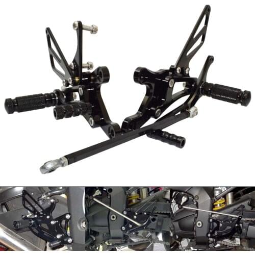 Black Adjustable Rearset Footrests Foot Rest Pegs Pedals Rear Set For YAMAHA YZF R1 1998 1999 2000 2001 2002 2003 RN01 RN04 RN09