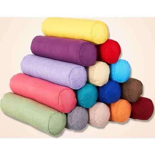 Solid cotton linen cylinder Lumbar pillow chair cushion bed removable washing sofa back cushion linen pillow