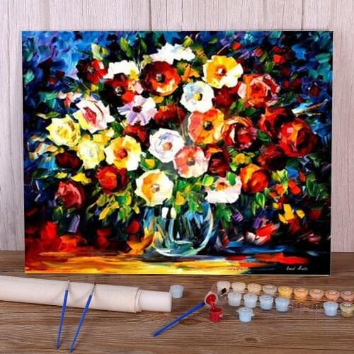 Flowers Love DIY Painting By Numbers Kit Acrylic Paints 40*50 Oil Painting Home Decoration For Adults Handicraft Wholesale