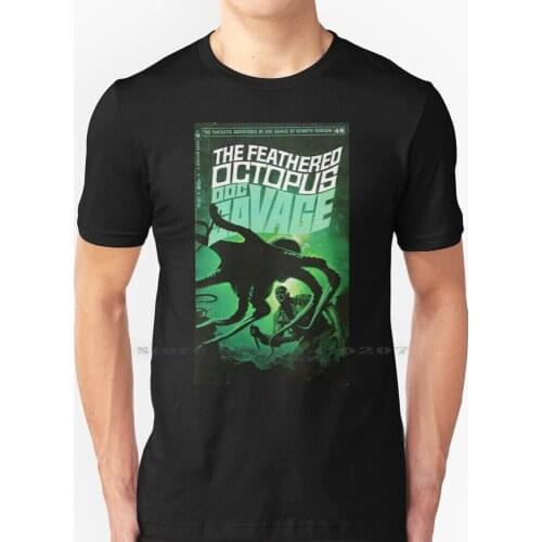Doc. Savage - The Feathered Octopus T Shirt 100% Pure Cotton Octopus Pulp Fiction Book Cover Librarian 1950s 1960s Books Reading
