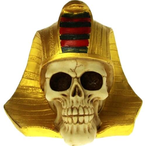 Pharaoh King Tut Skull Bust Figurine Ancient Egyptian King Skeleton Sculpture Golden Mummy Death Tutankhamun Pharaoh Statue