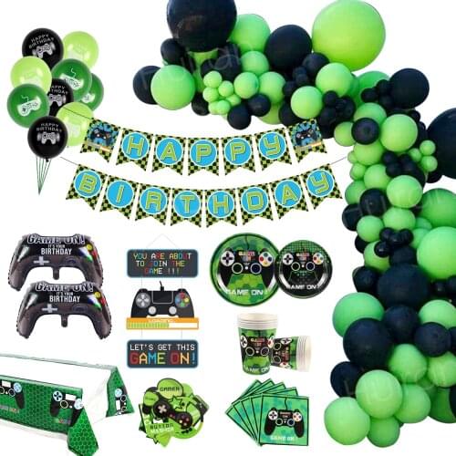 51pcs Video Game Party Supplies Birthday Boy Gamepad Balloon Happy Birthday Decoration Game on Aluminum Foil Balloon Inflate Toy