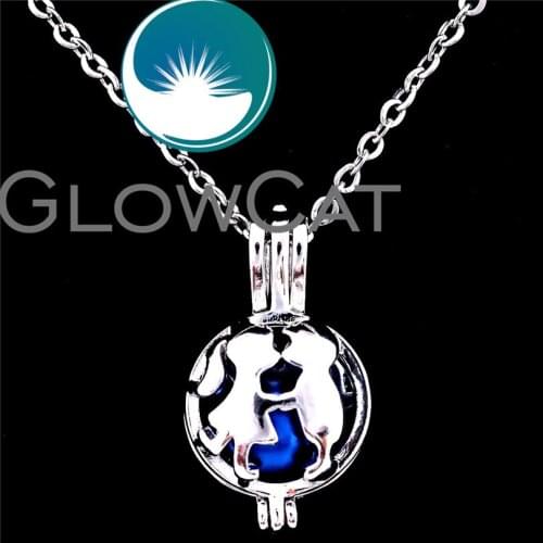 GLOWCAT K682 Kiss Lover Stone Beads Cage Essential Oil Diffuser Pearl Cage Locket Necklace Valentines Day Gift Jewelry