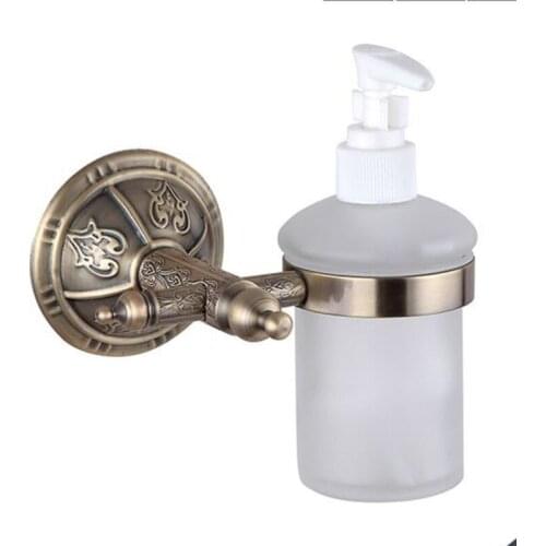 Hot Sale Bathroom Hardware Pendant Copper Bracket Glass Soap Bottle Antique Soap Dispenser Bathroom Material