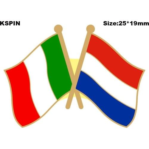 Italy & Netherlands Friendship Flag Lapel Pin Friendship Flag Badge Flag pin