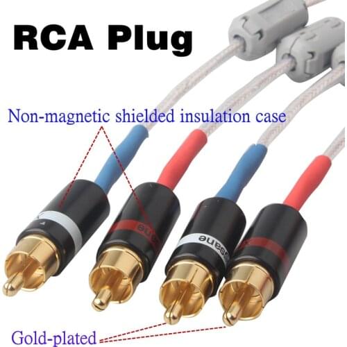 Pair HiFi Audio Line Silver Plated Shielded RCA Cable