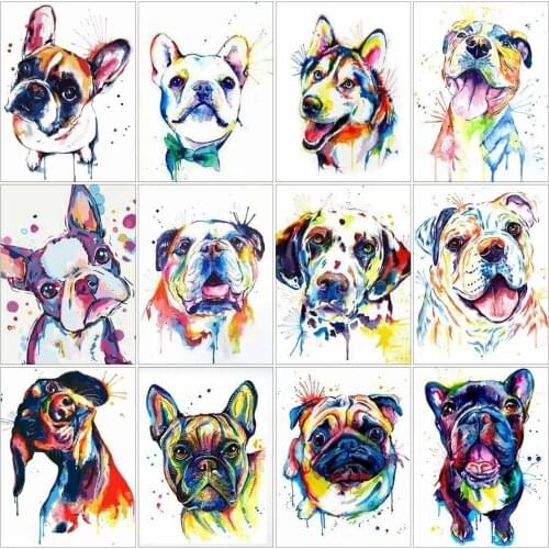 Painting By Numbers color Dog Drawing On Canvas HandPainted Gift Picture By Number animal Kits Home Decoration