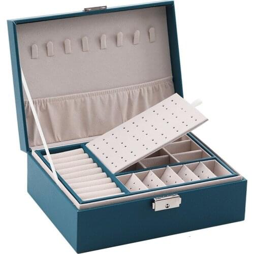 Leather Jewelry Storage Box Portable Multi-Function Packaging Box With Drawer Jewelry Box Gift organza bags jewelry packaging