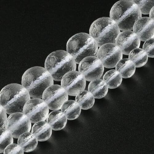 Matte Energy White Crystal Beads Czech Meteorite Glass Round Beads for Jewelry Making DIY Charm Bracelets 15'' Healing Beads