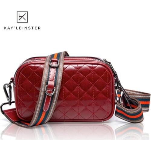 2020 New 100% Genuine Leather Women Mini Bag Fashion Diamond Lattice Lady Cross Body Bags Stripe Strap Luxury Women Shoulder Bag