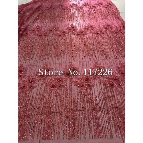 Fashionable 5yards african embroidery glued print glitter tulle mesh fabric hot sale with sequins glitter and beads