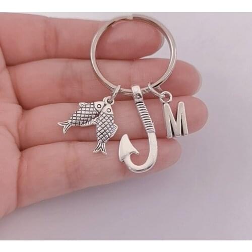 2021 Fashion Fishing Expert Keychain Fish and Hook Key Chain Jewelry Silver Color Fisherman I Love Fishing Fish Pendant Key