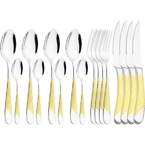 Gold Tableware 24/16 Piece Western Cutlery Set Knife Spoon Fork Dinner Set Flatware Stainless Steel Dinnerware Set Dropshipping