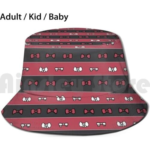 Nekoma Haikyuu!! Bows Sun Hat Foldable UV Protection Inkythoughts Haikyu Nekoma Bows Red Black White Cute Kawaii