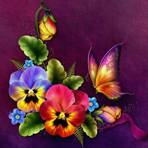 New Arrival HJMGL 5D DIY Full Diamond Embroidery Dreamy Pansy Diamond Painting Flower SquareRound Rhinestones Mosaic Art