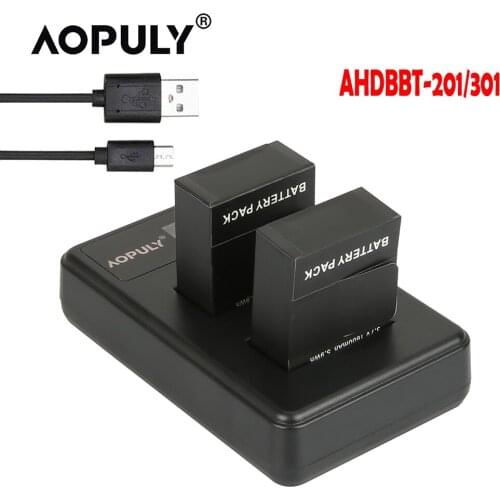Original For GoPro Hero3 Hero3+ hero 3 hero 3+ battery +LCD dual charger for go pro AHDBT-301 action camera accessory