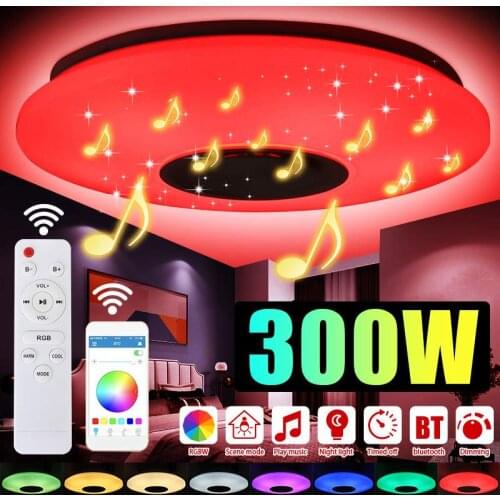 300W 102 LED RGB Ceiling Light AC220V bluetooth Music Speaker Lamp Remote+APP Control Dimmable Modern Smart Home Party Light