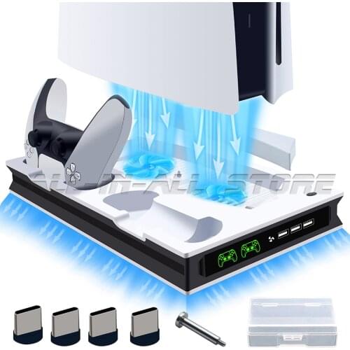 PS5 Cooling Stand 2 Cooler Fan 2 Controller Charger Charging Dock Station 3 USB for Sony Playstation 5 PS 5 Console & Dualsense