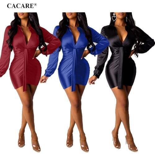 2020 Sexy Dress Summer Women Mini Bodycon Dress Party Night Club Sexi F0558 Long Sleeve Deep V Neck