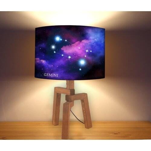 Gemini Zodiac Star Pattern Lampshade Modern Bedside Lamp, Night light