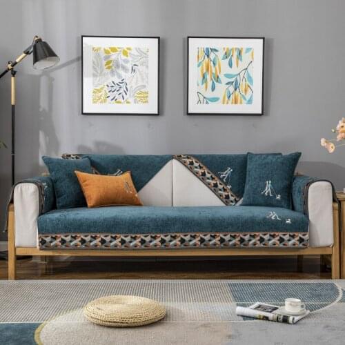Modern Luxury Chenille Embroidery Sofa Cover Four Season Universal Sectional Sofa Towel Anti-slip Slipcovers for Living Room