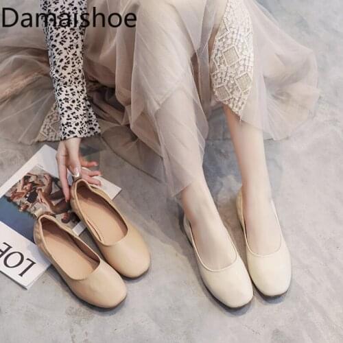 Genuine Leather Pumps Womens 2021 New Autumn Grandma Low-Cut Comfort Pregnant Women Lightweight Soft Leather Soled Flats Shoes