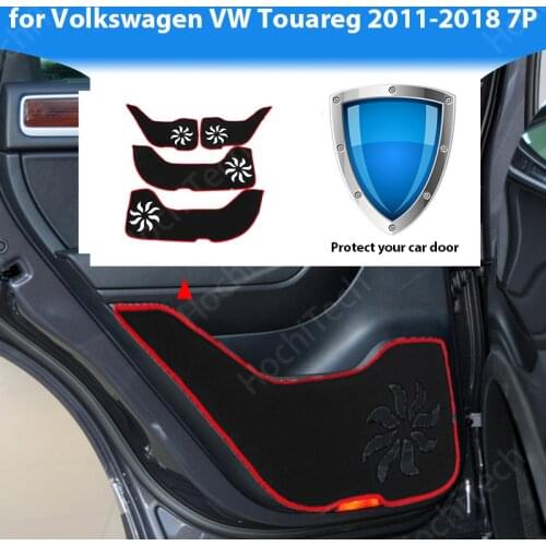 Side edge cover decal Door Inside Guard Protection Carpet for Volkswagen VW Touareg 2011-2018 7P Car Door Anti Kick Pad Sticker