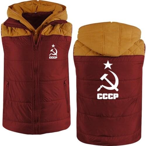 Winter Mens jackets CCCP Russian USSR Soviet Union Casual Hoodie Thicken Warm Wool Fleece High Quality Mens Zipper jackets