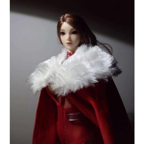1/6 Scale Female Red Fur Collar Cloak Model for 12" Body Action Figure Doll Toys