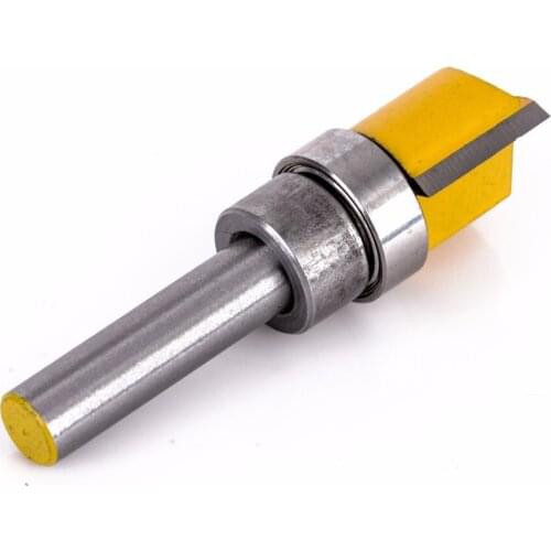 1pc Flush Trim Template Router Bit 1/4" Shank Solid Hardened Steel Woodworking Cutter For Power Tool Silver and Yellow