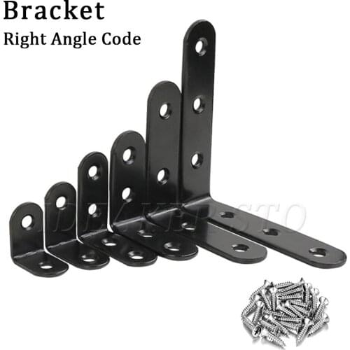 20pcs Black Corner Code Brackets 90 Degree Angle Joint Fasteners For Wooden Shelves Chairs Wardrobes Furniture Fixed Hardware