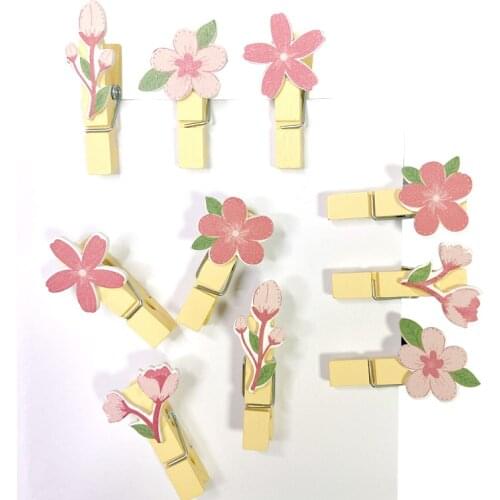 10pcs/pack Handmade With Hemp Rope Paper Photo Clips For School Office Kawaii Mini Flower Clips