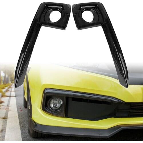 2X Carbon Fiber ABS Car Front Fog Light Lamp Cover Trim Molding Left + Right For Honda Civic 10th 2016 2017 2018 2019 2020 2021