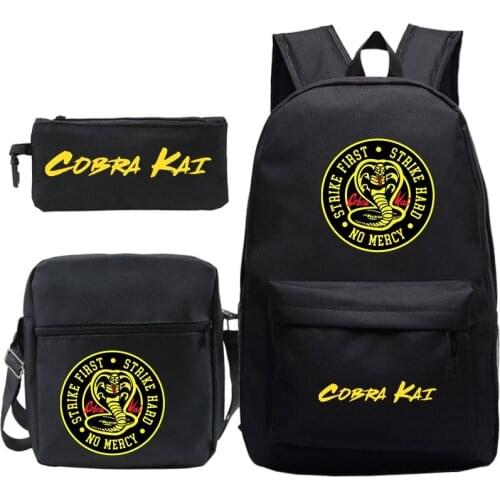 3 Pcs Sets Cobra Kai Backpack Children School Bags Casual Backpack 3D Prints Knapsack for Teenagers Girls Boys Travel Mochilas