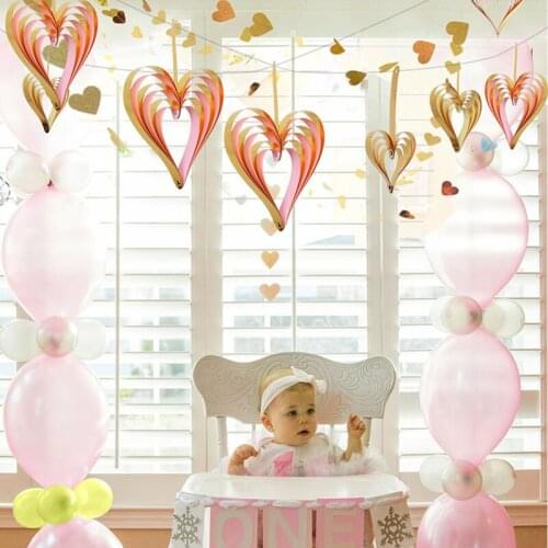 4PCS/Set DIY Paper Ring Wedding Proposal Decor Catcher Heart Shape Garland Wedding Proposal Valentines Day Baby Shower Party